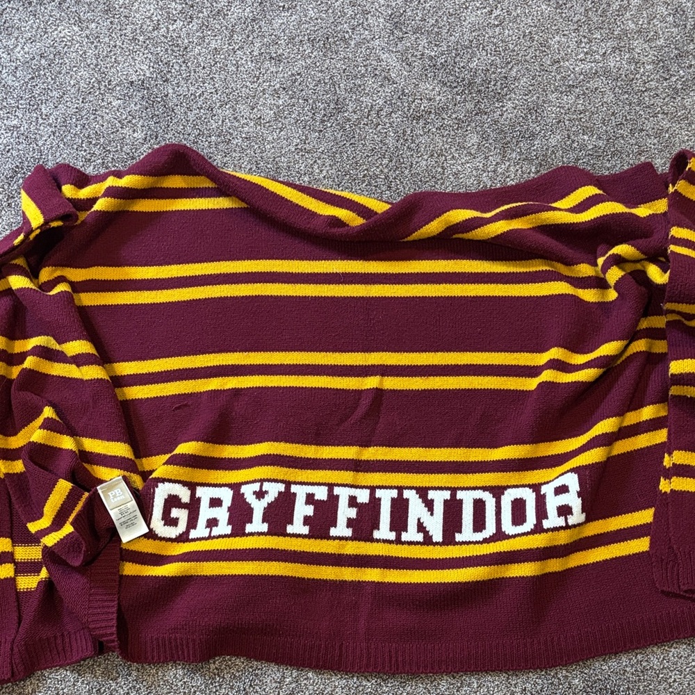 Pottery Barn Gryffindor Maroon and Yellow Striped Throw